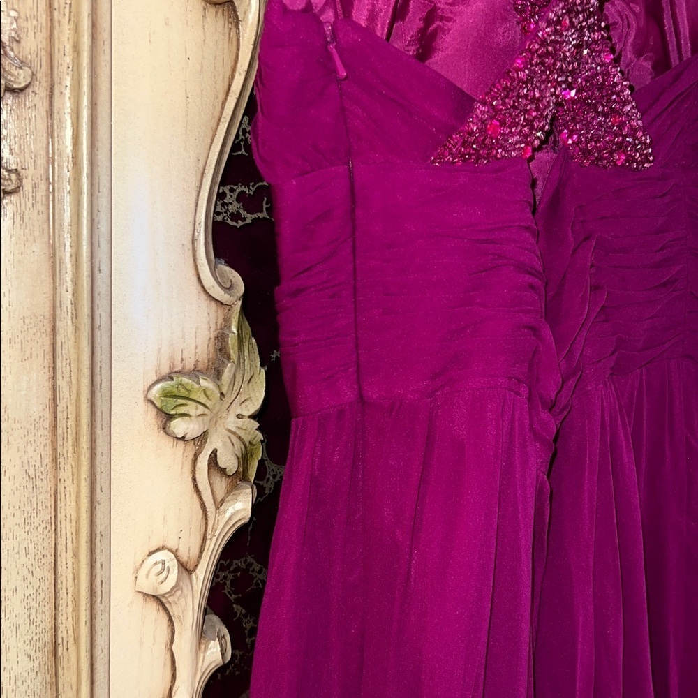 Aidan Mattox Burgundy Halter Gown - Picture 6 of 11